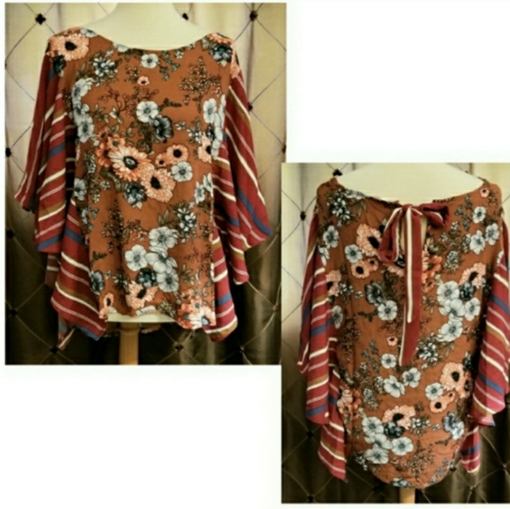♥️New UMGEE Floral/ Stripe Blouse - Picture 5 of 16